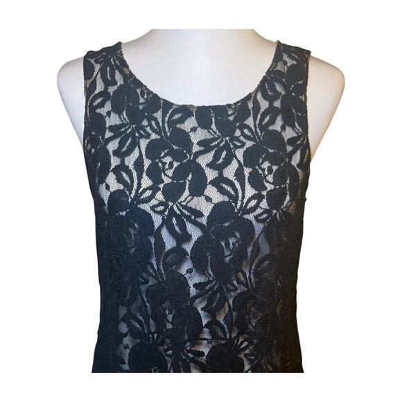 Free People Y2K Black Lace Mini Dress Large Sheer Resortwear Beach Coverup - Picture 7 of 13